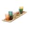 Glass Candle Holders with Wood Tray